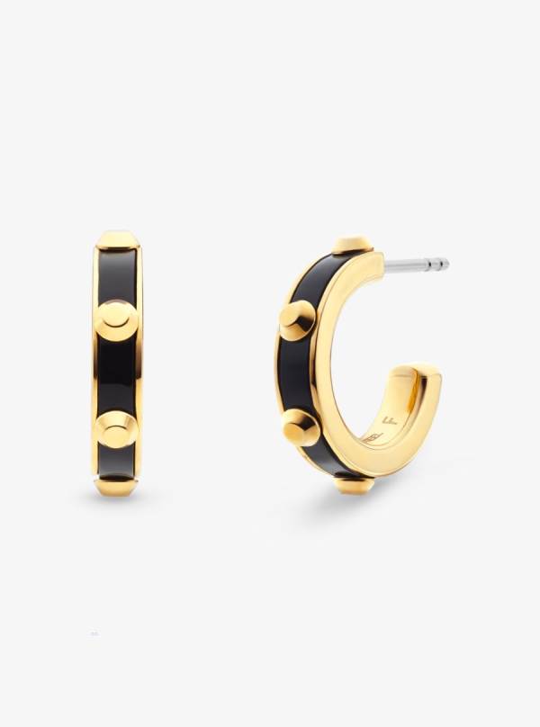 Damske Nausnice Michael Kors Studded Gold-Plated and Acetate Hoop Zlate - Šperky Michael Kors Lacne | OWVBY-0865